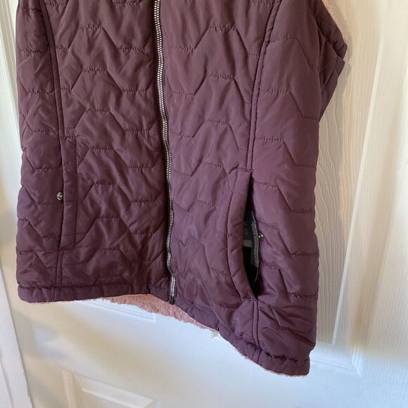 Free Country Quilted Vest Women’s Size S Small Purple Faux Fur Reversible - Picture 6 of 15
